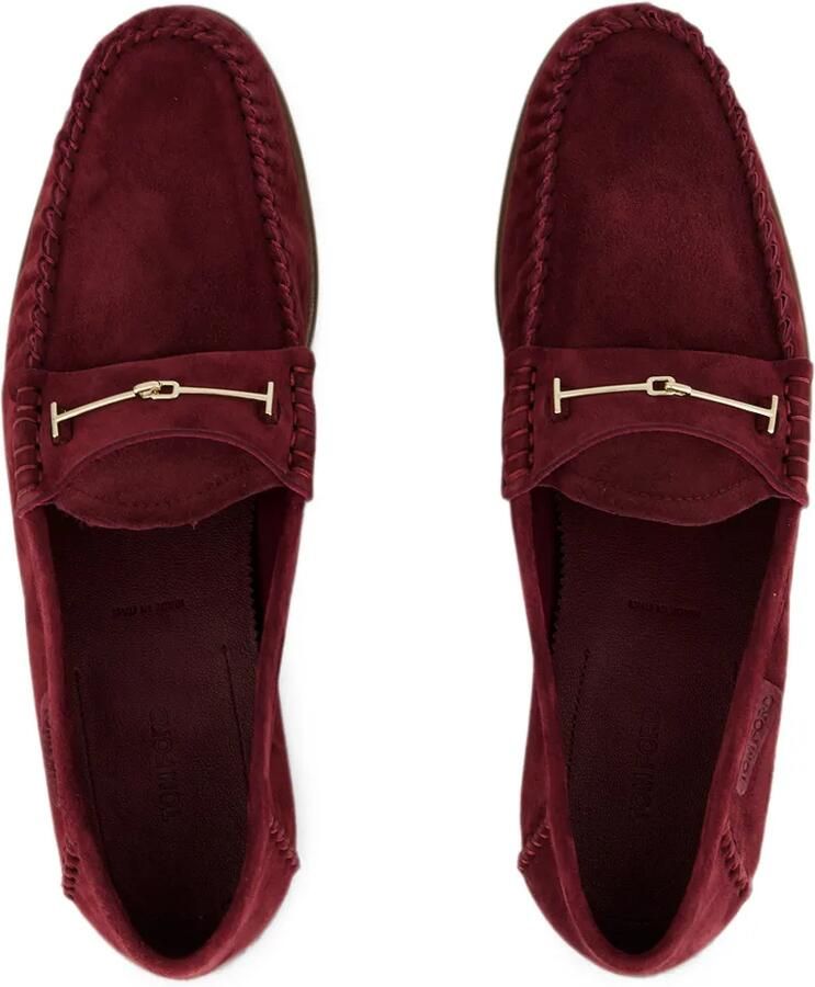 TOM FORD Suède loafers met T-bandje Rood - Foto 2