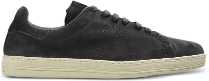 TOM FORD Warwick suède sneakers met geperforeerd logo Grijs - Foto 4