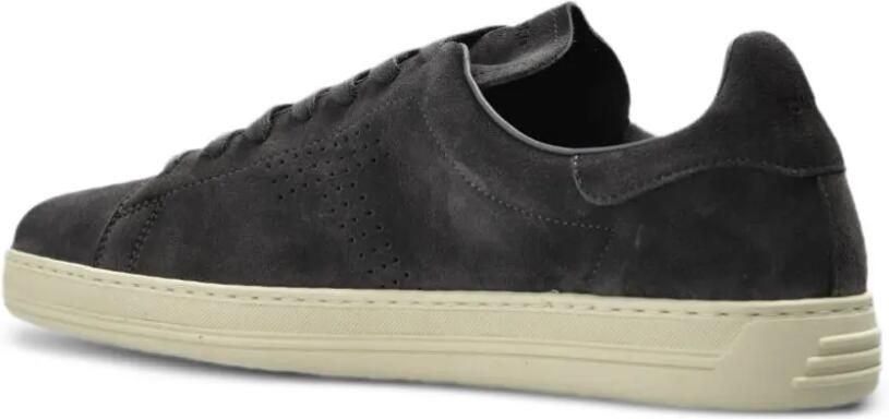 TOM FORD Warwick suède sneakers met geperforeerd logo Grijs - Foto 2