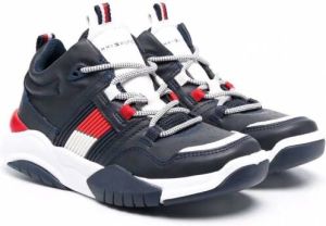 Tommy Hilfiger Junior Essential Stripe sneakers met colourblocking Blauw