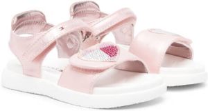 Tommy Hilfiger Junior heart-patch touch-strap sandals Roze