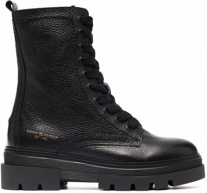 Tommy Hilfiger Monochromatische veterlaarzen Zwart