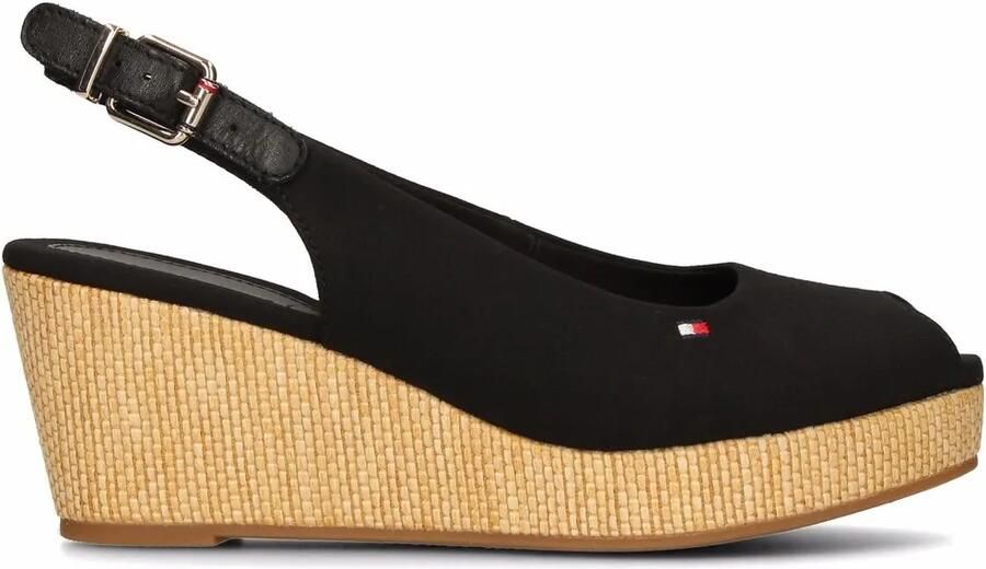 Tommy Hilfiger Elba slingback sandalen met sleehak Zwart