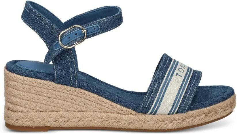 Tommy Hilfiger Espadrilles met sleehak en logoband Blauw