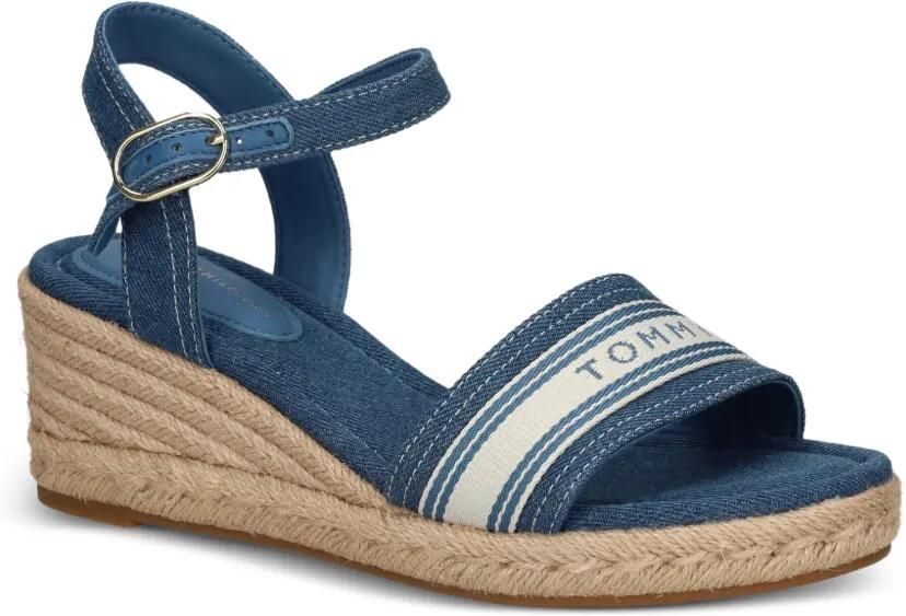 Tommy Hilfiger Espadrilles met sleehak en logoband Blauw - Foto 4