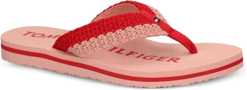 Tommy Hilfiger Gehaakte teenslippers Rood - Foto 4