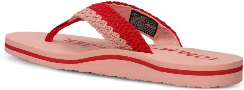Tommy Hilfiger Gehaakte teenslippers Rood - Foto 3