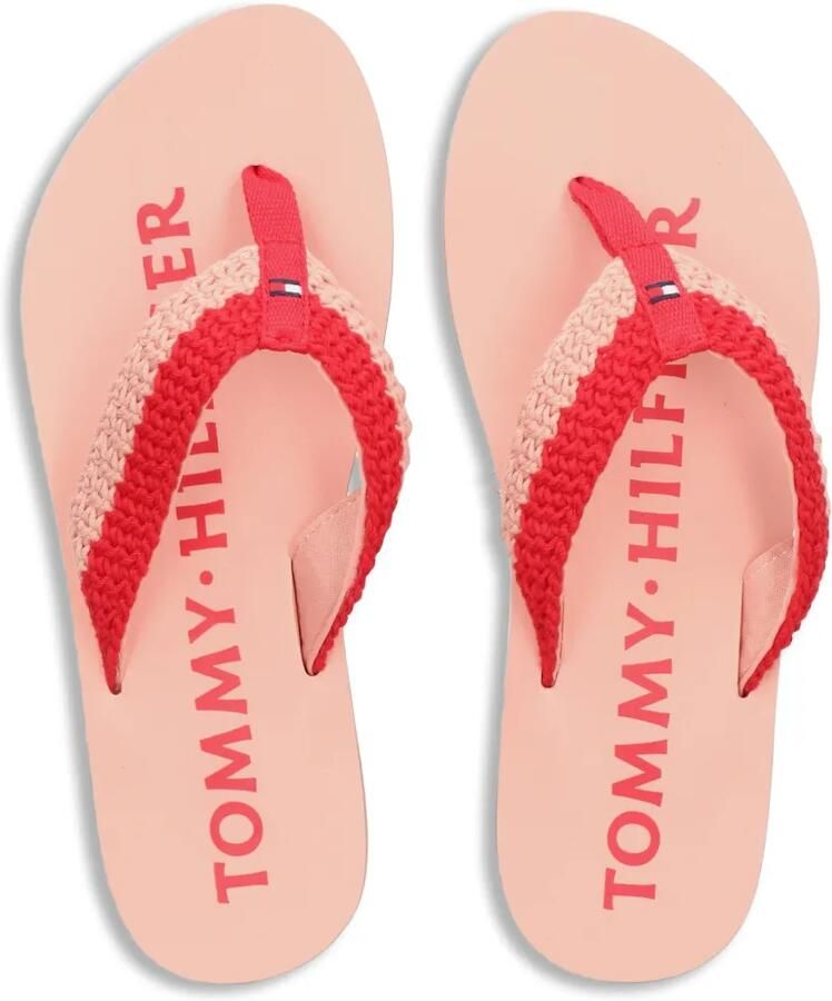 Tommy Hilfiger Gehaakte teenslippers Rood - Foto 2