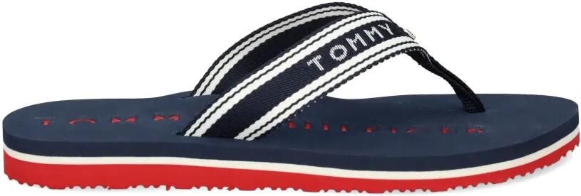 Tommy Hilfiger Gestreepte teenslippers Blauw