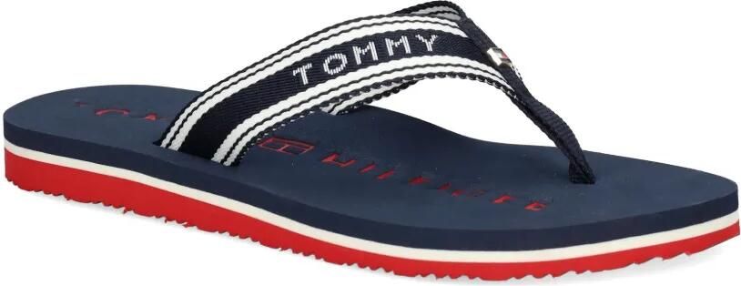 Tommy Hilfiger Gestreepte teenslippers Blauw - Foto 3
