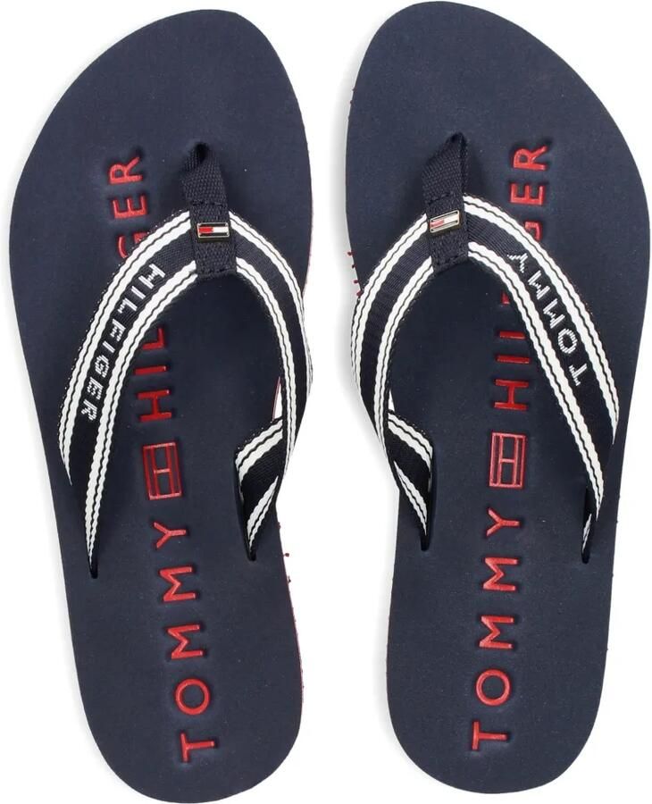 Tommy Hilfiger Gestreepte teenslippers Blauw - Foto 2