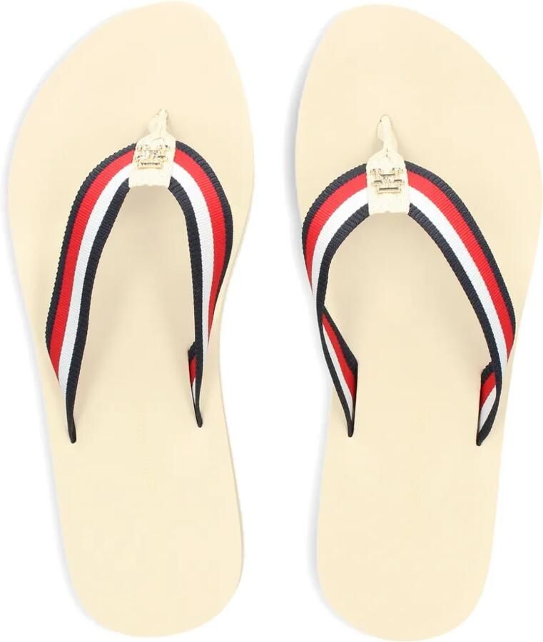 Tommy Hilfiger Gestreepte teenslippers met plateauzool Beige - Foto 2