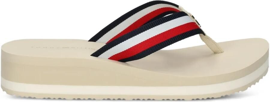 Tommy Hilfiger Gestreepte teenslippers met plateauzool Beige - Foto 4