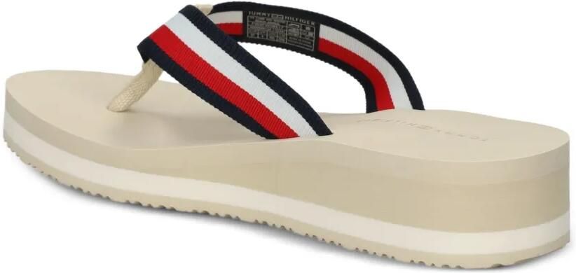 Tommy Hilfiger Gestreepte teenslippers met plateauzool Beige - Foto 3