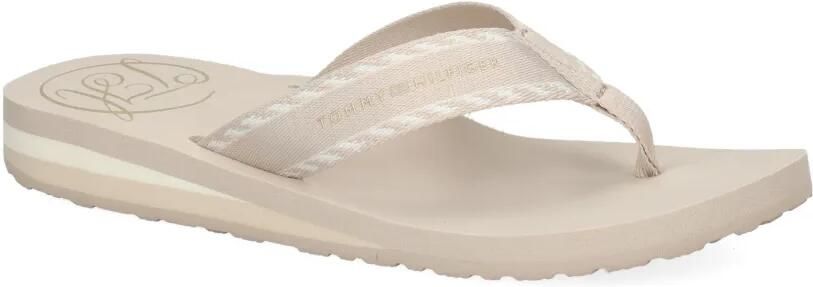 Tommy Hilfiger Geweven teenslippers Beige - Foto 4