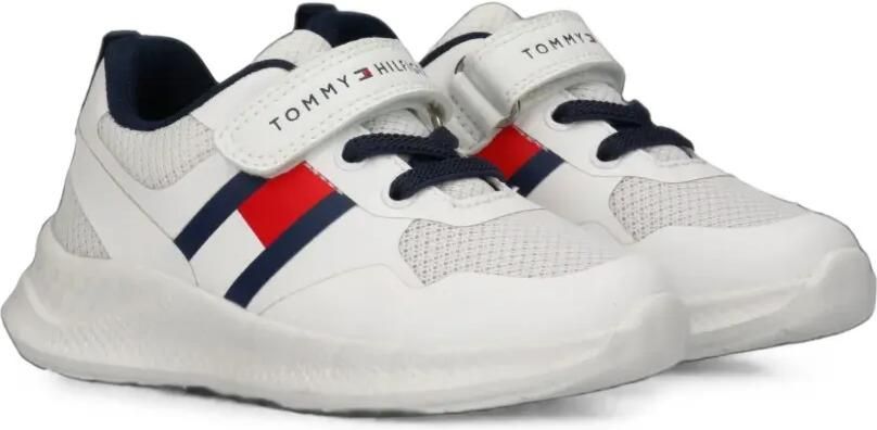 Tommy Hilfiger Junior Connor sneakers met klittenband en mesh vlak Wit