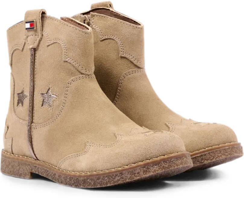 Tommy Hilfiger Junior Enkellaarzen met ster-patchwork Beige