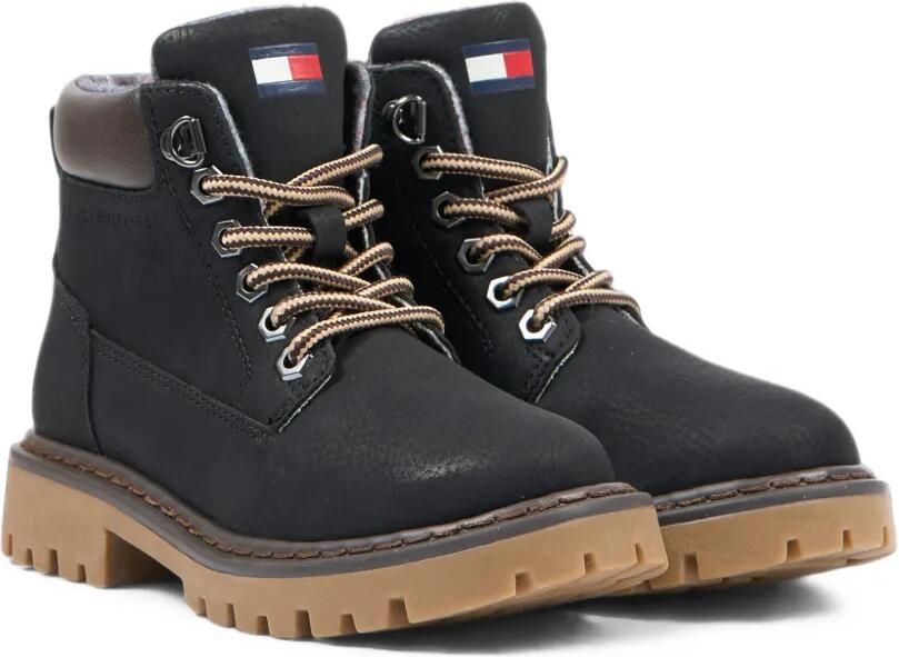 Tommy Hilfiger Junior Enkellaarzen met veters Zwart