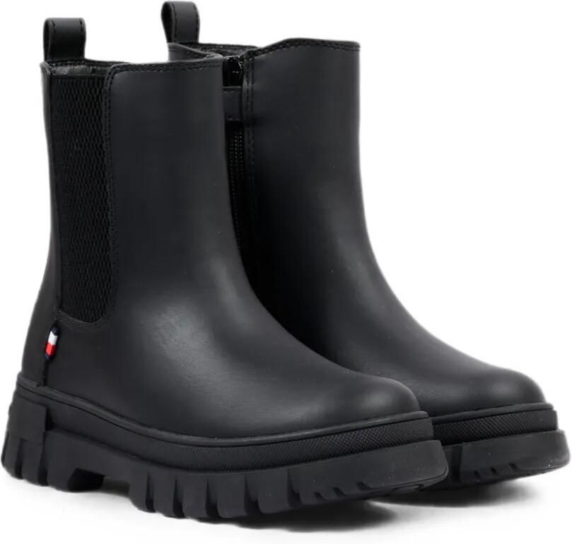 Tommy Hilfiger Junior Leren enkellaarzen met elastische vlakken Zwart - Foto 3