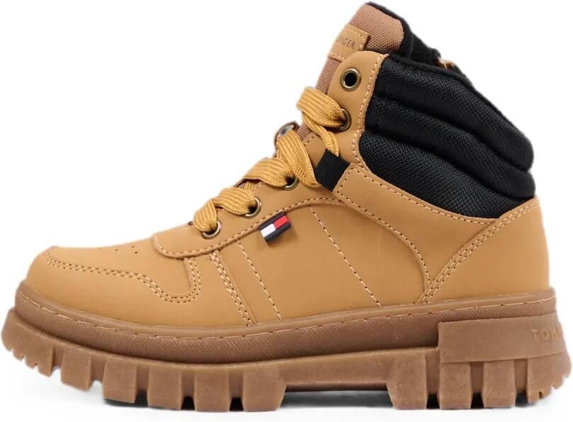 Tommy Hilfiger Junior Leren veterlaarzen Bruin