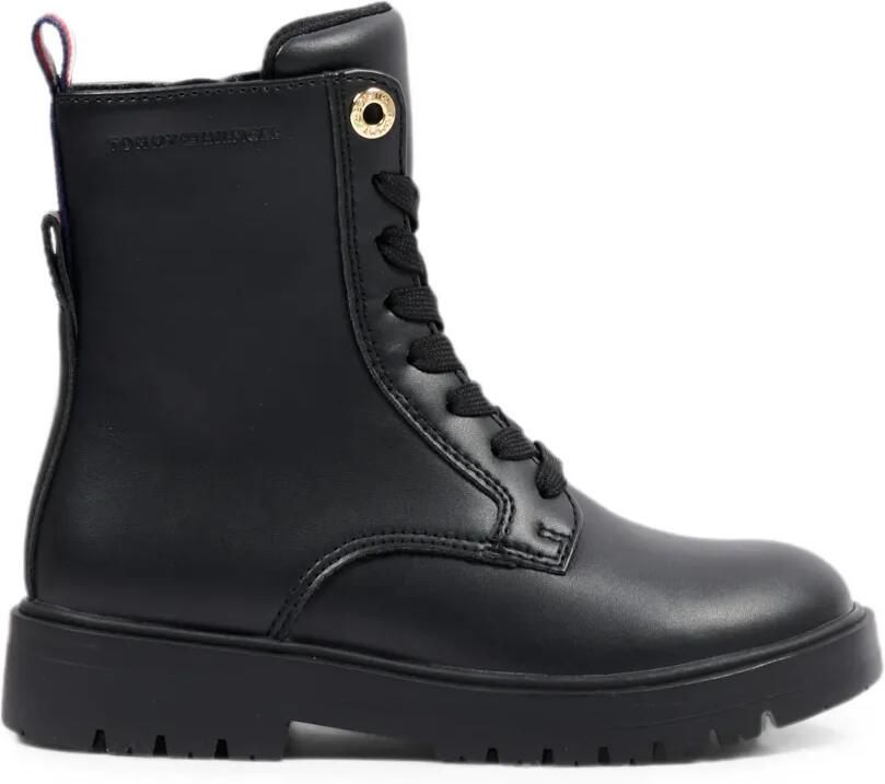 Tommy Hilfiger Junior Leren veterlaarzen Zwart