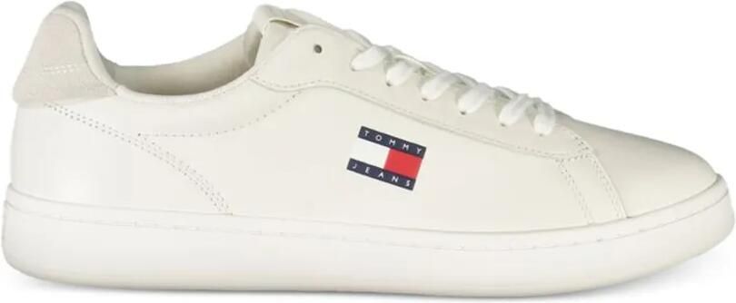 Tommy Hilfiger Leren sneakers met logopatch Beige