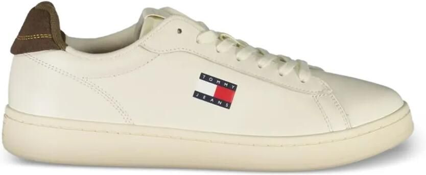 Tommy Hilfiger Leren sneakers met logopatch Beige