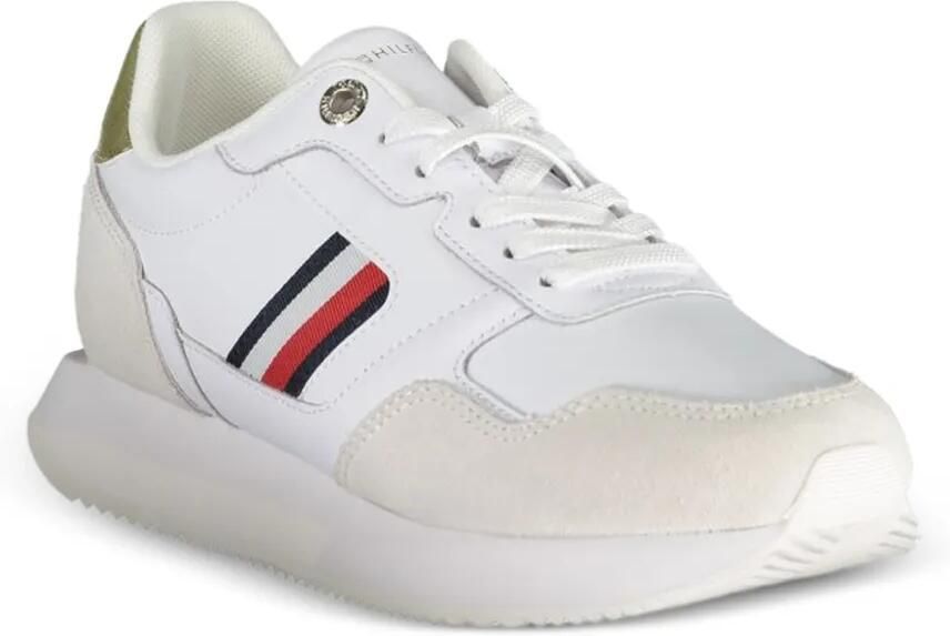 Tommy Hilfiger Leren sneakers met suède vlak Wit