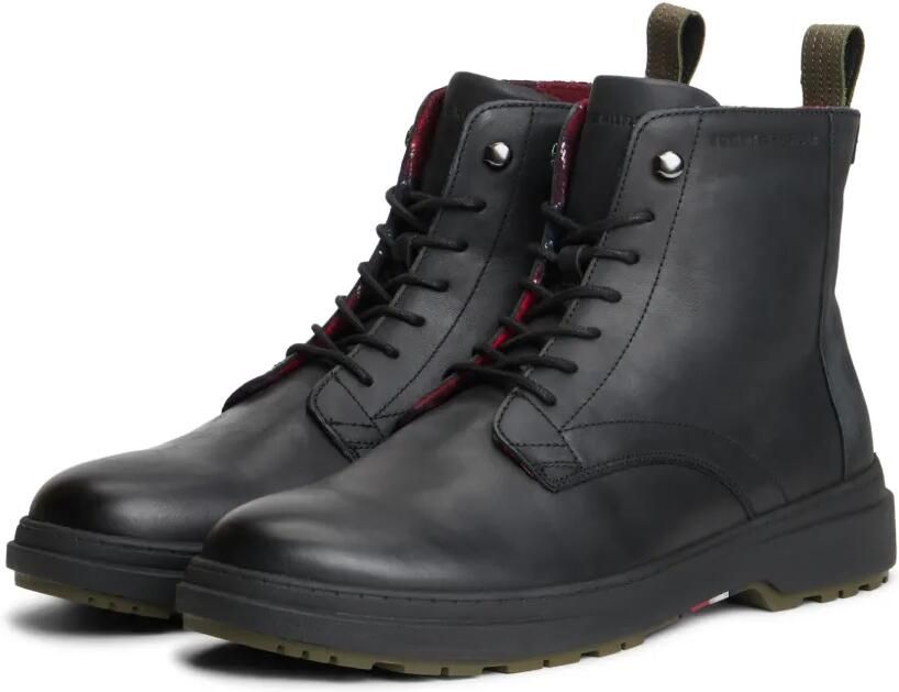 Tommy Hilfiger Leren veterlaarzen Zwart