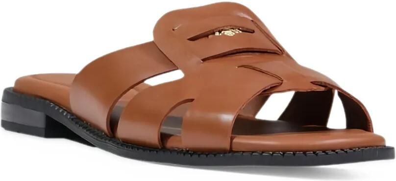 Tommy Hilfiger logo-plaque leather flat sandals Bruin - Foto 3