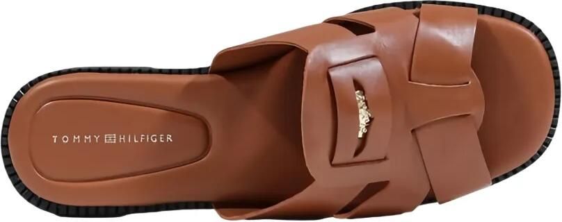 Tommy Hilfiger logo-plaque leather flat sandals Bruin - Foto 4