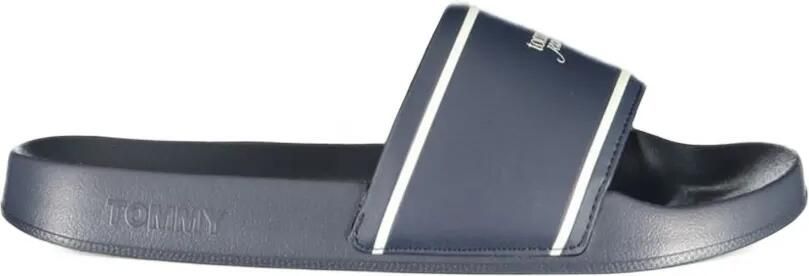 Tommy Hilfiger logo-print striped slides Blauw