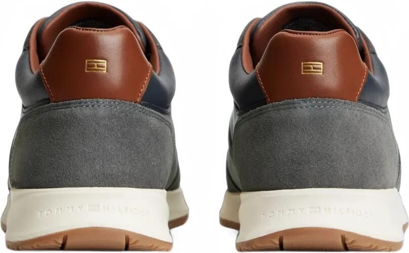Tommy Hilfiger Leren sneakers met gemengde texturen Blauw - Foto 4