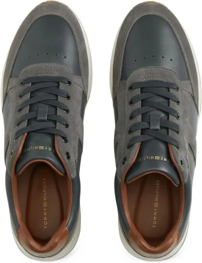Tommy Hilfiger Leren sneakers met gemengde texturen Blauw - Foto 3