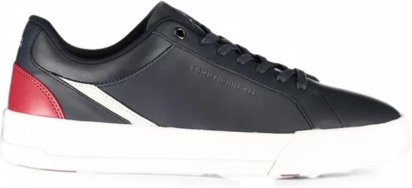 Tommy Hilfiger signature colour-blocked calf leather sneakers Blauw