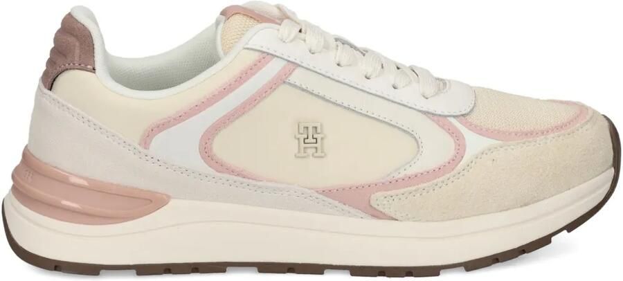 Tommy Hilfiger Sneakers met leren vlakken Beige