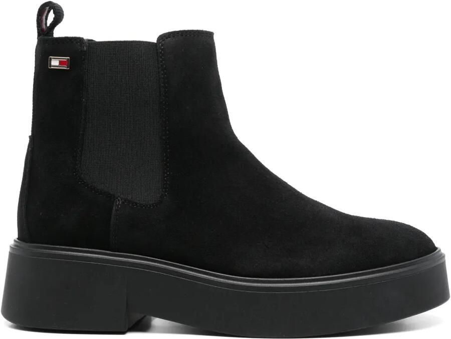 Tommy Hilfiger Suède enkellaarzen Zwart