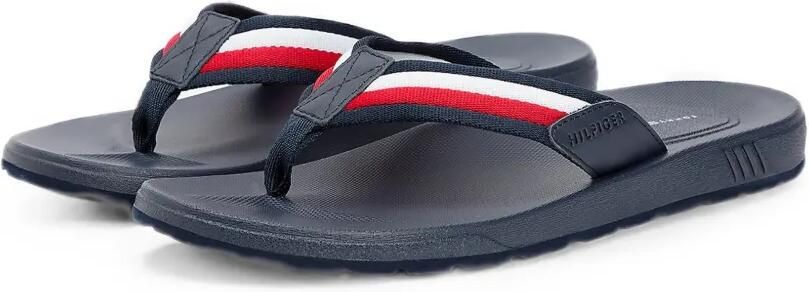 Tommy Hilfiger Teenslippers met bandje en streep-detail Blauw
