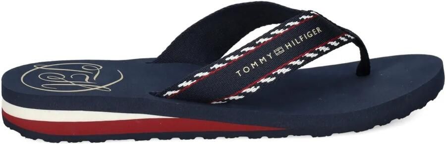Tommy Hilfiger Teenslippers met bandje met patroon Blauw