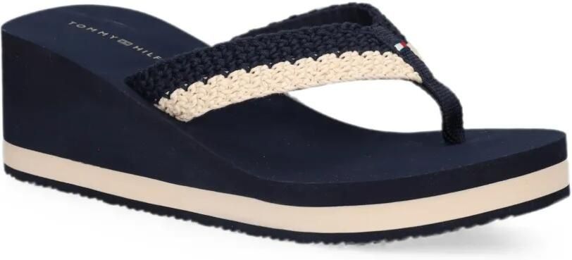 Tommy Hilfiger Teenslippers met gehaakt bandje en sleehak Blauw - Foto 3
