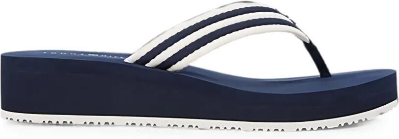 Tommy Hilfiger Teenslippers met plateauzool en streepdetail Blauw