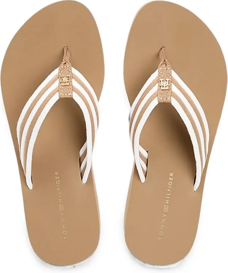 Tommy Hilfiger Teenslippers met streepdetail Beige - Foto 2