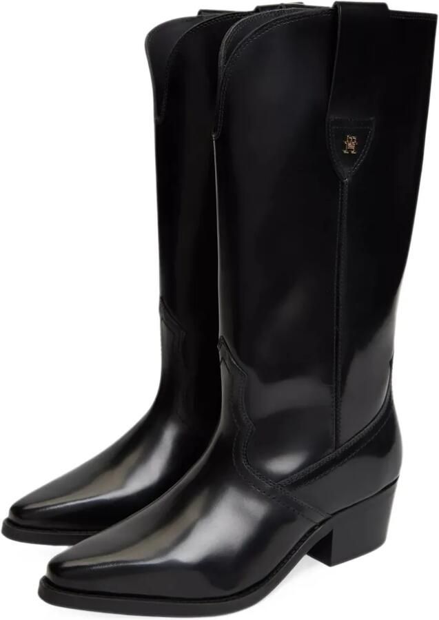 Tommy Hilfiger TH Monogram leather cowboy boots Zwart - Foto 4
