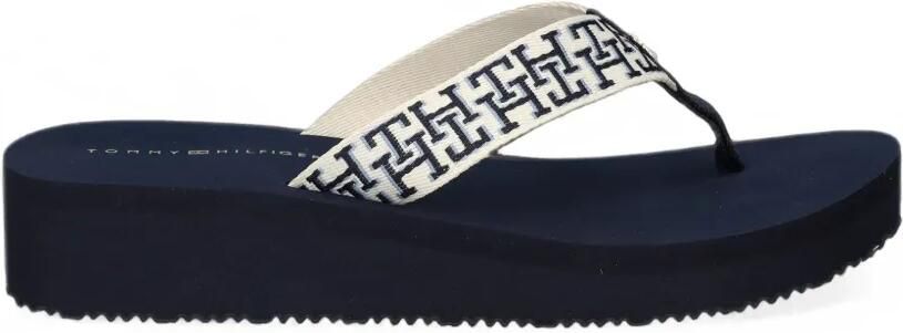 Tommy Hilfiger The Monogram-print platform flip-flops Beige