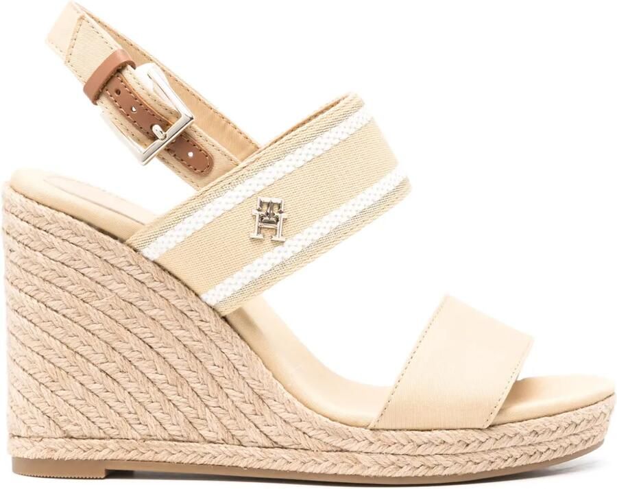 Tommy Hilfiger Webbing 105 espadrilles met sleehak Beige