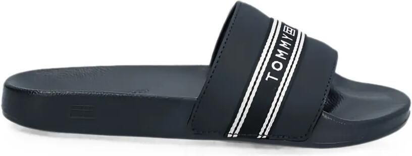 Tommy Hilfiger Webbing slippers met logoband Blauw