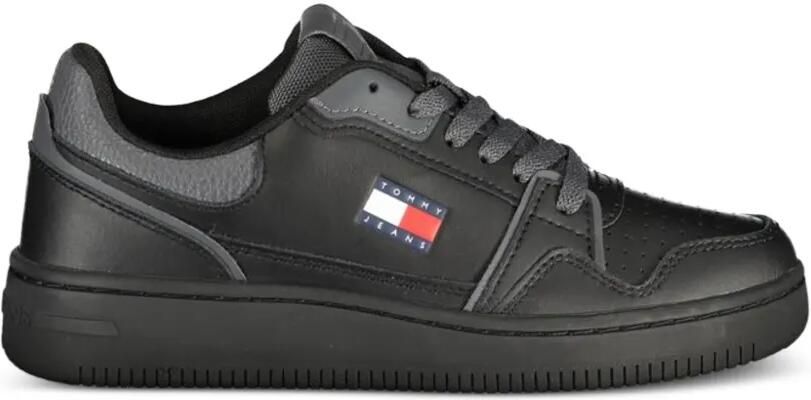 Tommy Jeans Heritage leren sneakers met logopatch Zwart