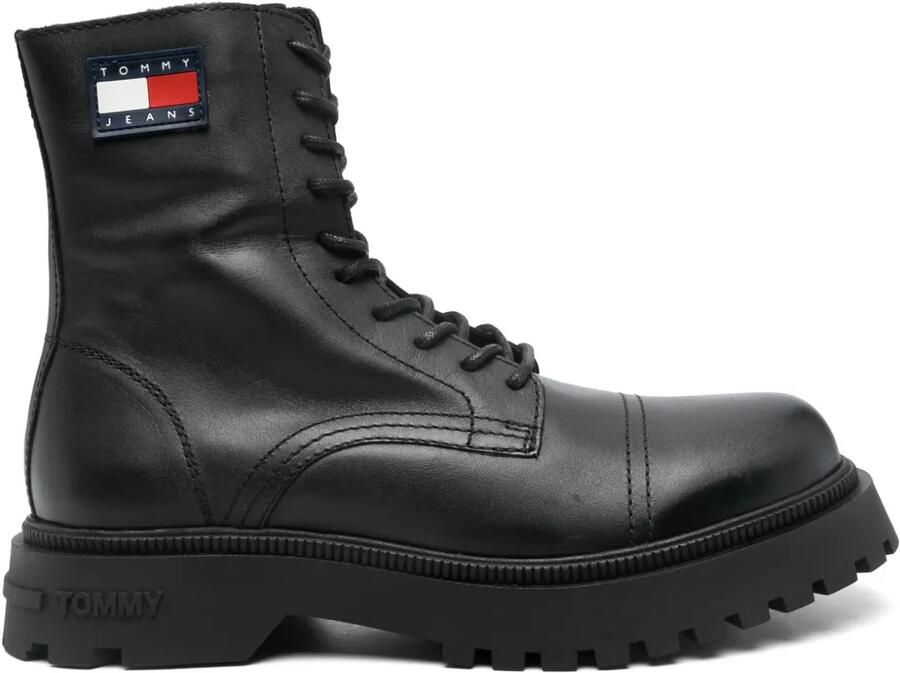 Tommy Jeans Leren laarzen Zwart