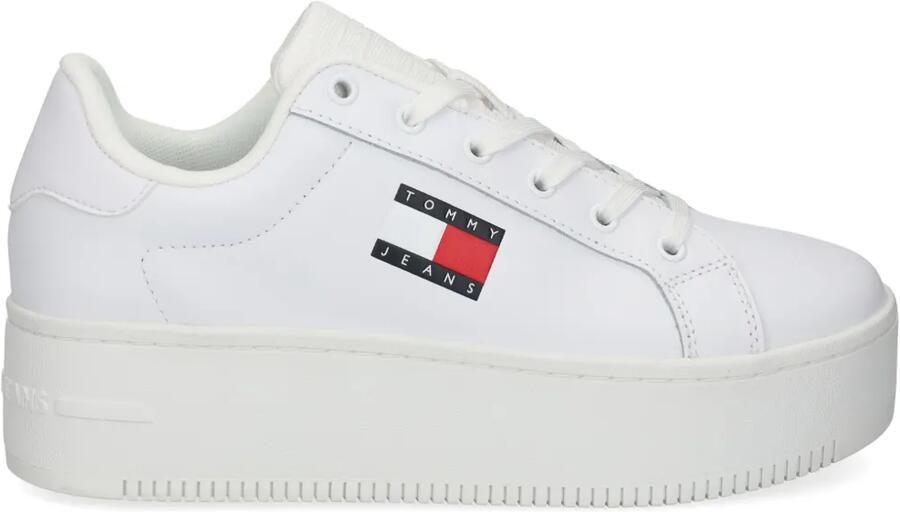 Tommy Jeans Leren sneakers met plateauzool Wit