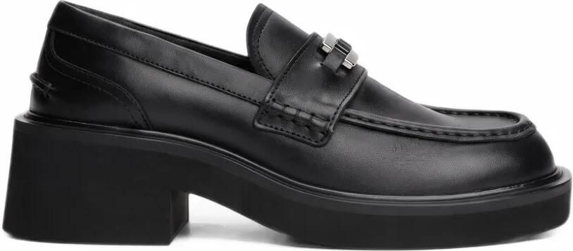 Tommy Jeans logo-plaque leather loafers Zwart